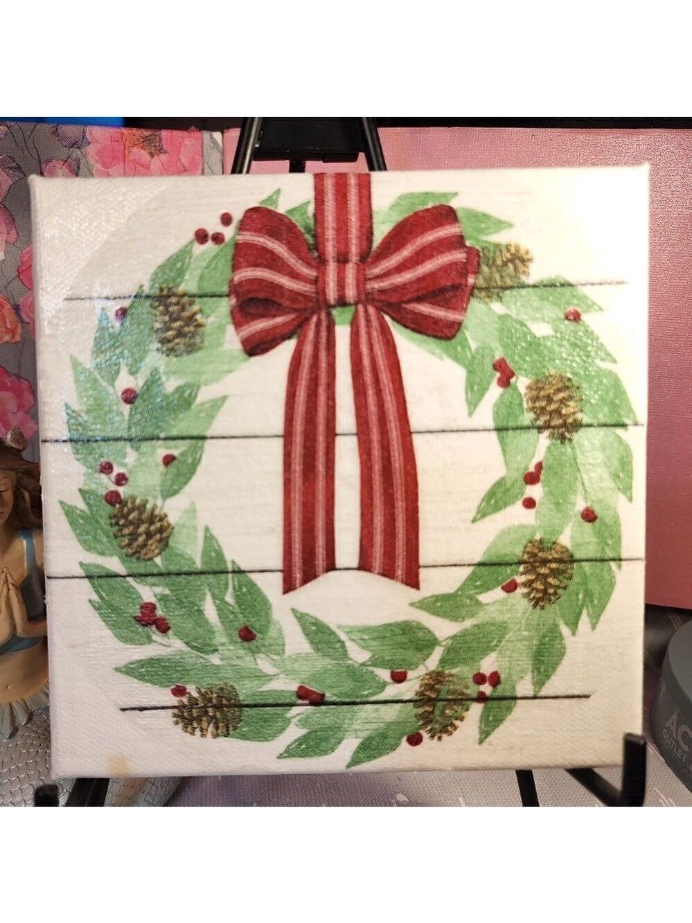 DECOUPAGE CANVAS PRINTS CHRISTMAS WREATH